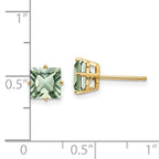 14k 6mm Square Green Quartz Earrings