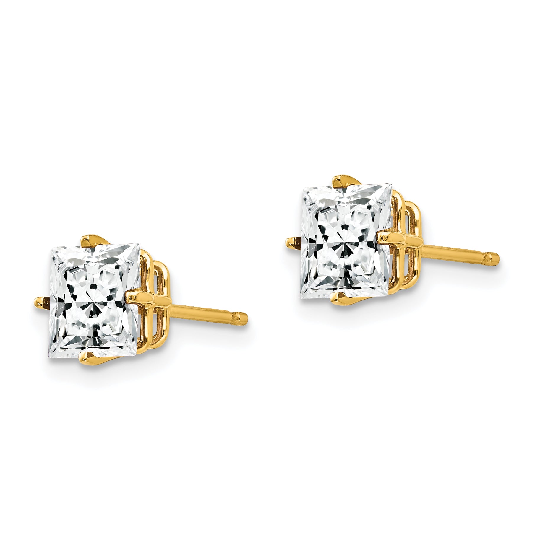 14k 6mm PrinceSterling Silver Cut Cubic Zirconia Earrings Secondary image