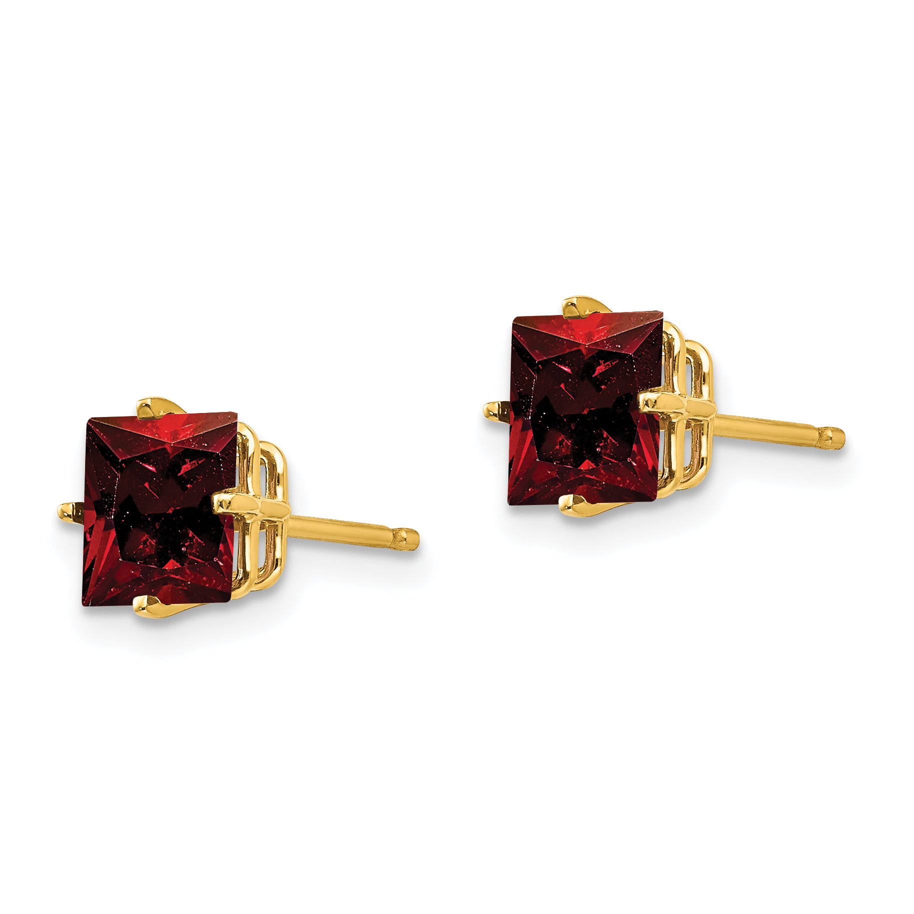 14k 6mm PrinceSterling Silver Cut Garnet Earrings Secondary image