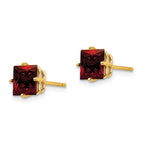 14k 6mm PrinceSterling Silver Cut Garnet Earrings