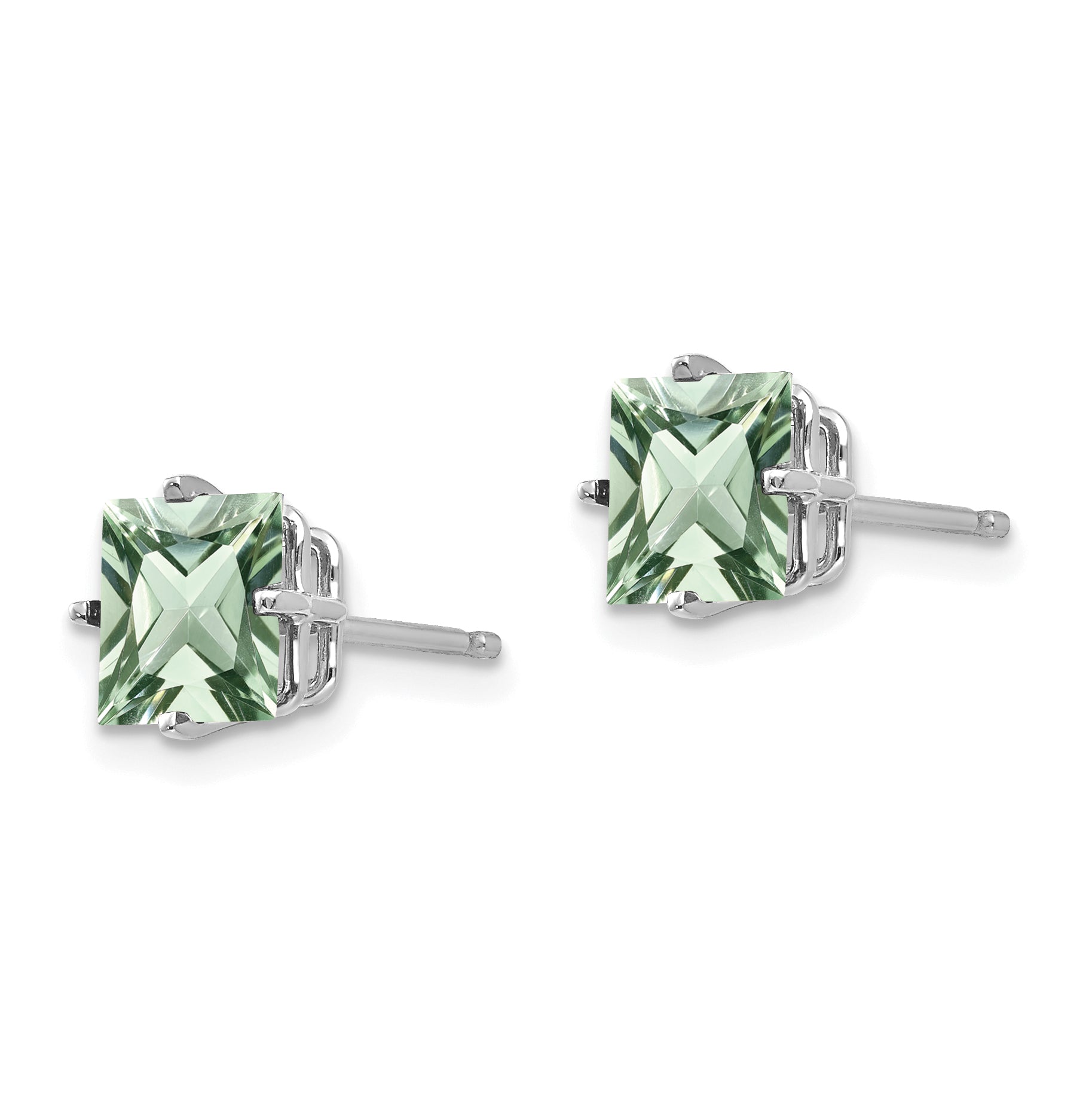 14kw 6mm Square Green Quartz Earrings Secondary image