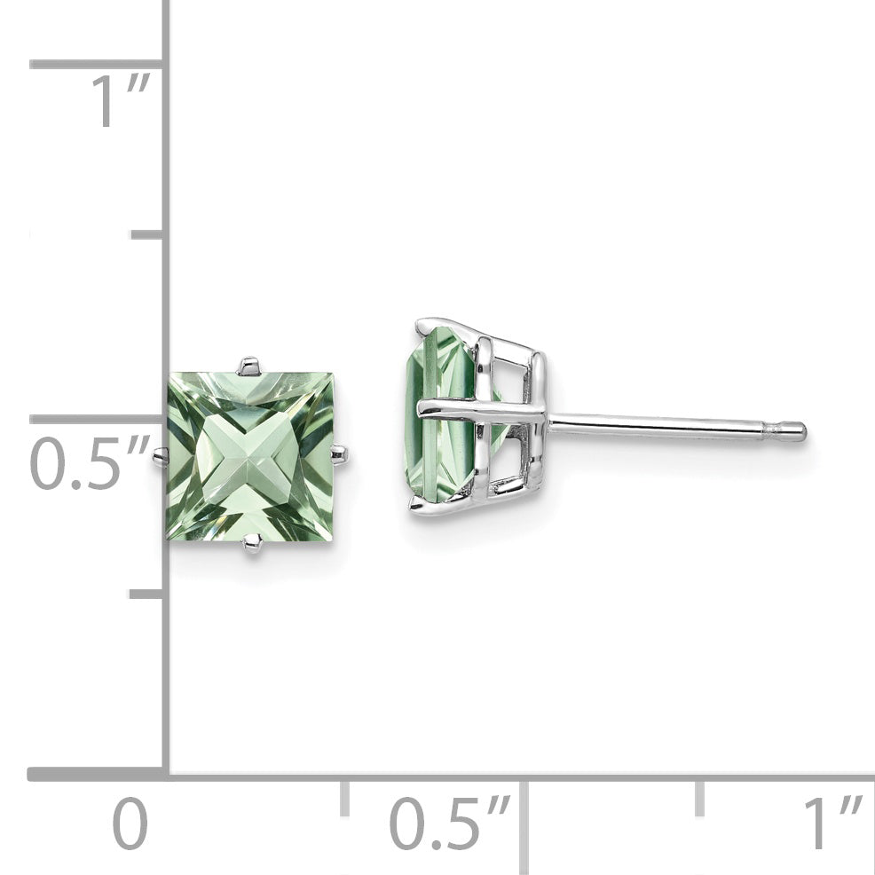 14kw 6mm Square Green Quartz Earrings