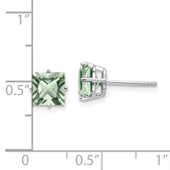 14kw 6mm Square Green Quartz Earrings