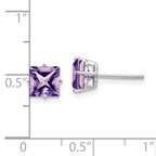 14k White Gold 6mm PrinceSterling Silver Cut Amethyst Earrings