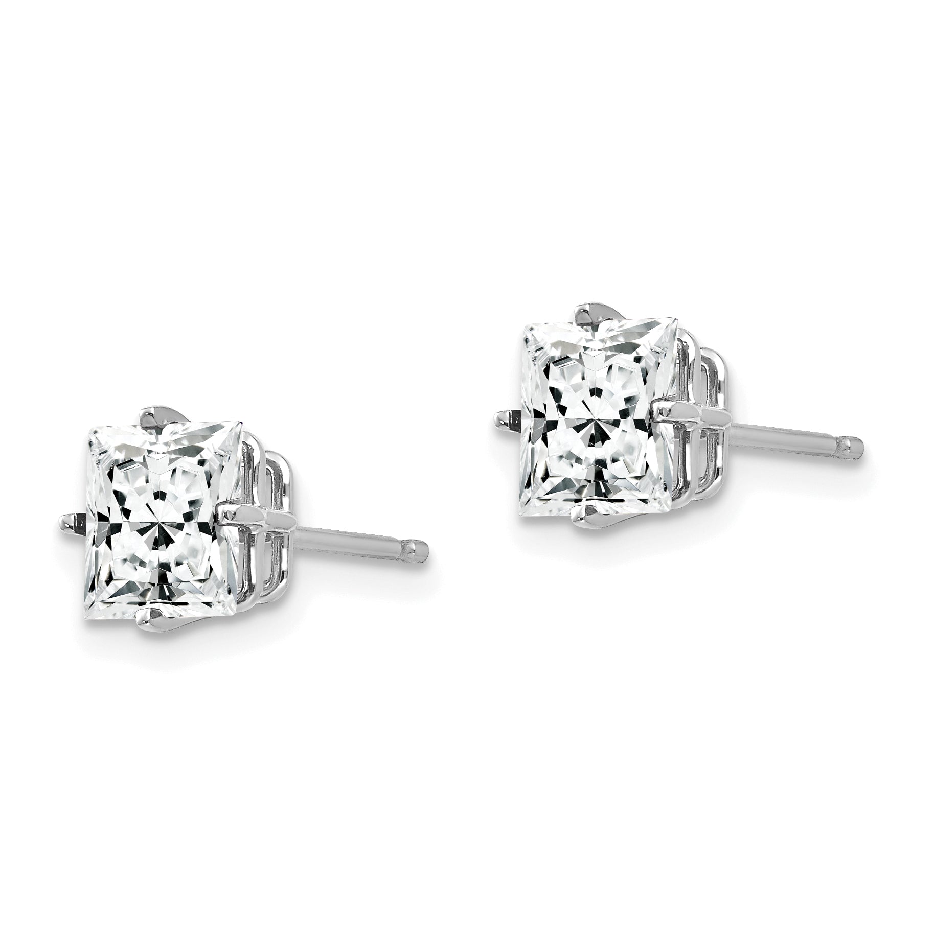 14k White Gold 6mm PrinceSterling Silver Cut Cubic Zirconia Earrings Secondary image