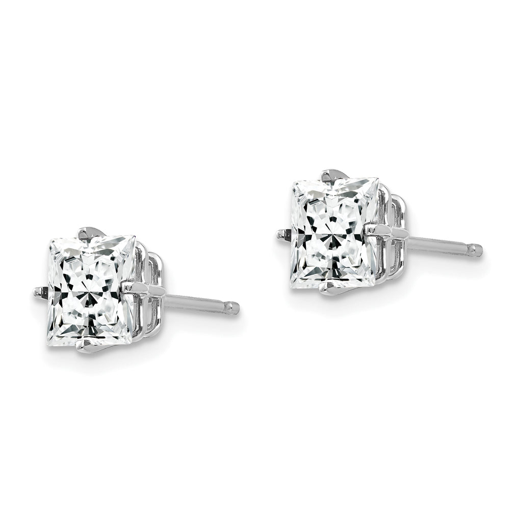 14k White Gold 6mm PrinceSterling Silver Cut Cubic Zirconia Earrings
