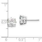 14k White Gold 6mm PrinceSterling Silver Cut Cubic Zirconia Earrings