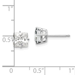 14k White Gold 6mm PrinceSterling Silver Cut Cubic Zirconia Earrings