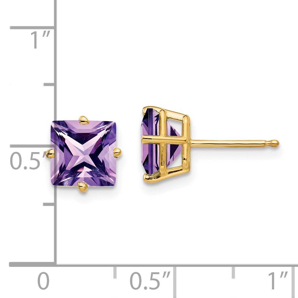 14k 7mm PrinceSterling Silver Cut Amethyst Earrings