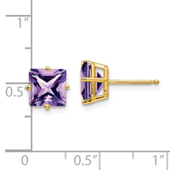 14k 7mm PrinceSterling Silver Cut Amethyst Earrings