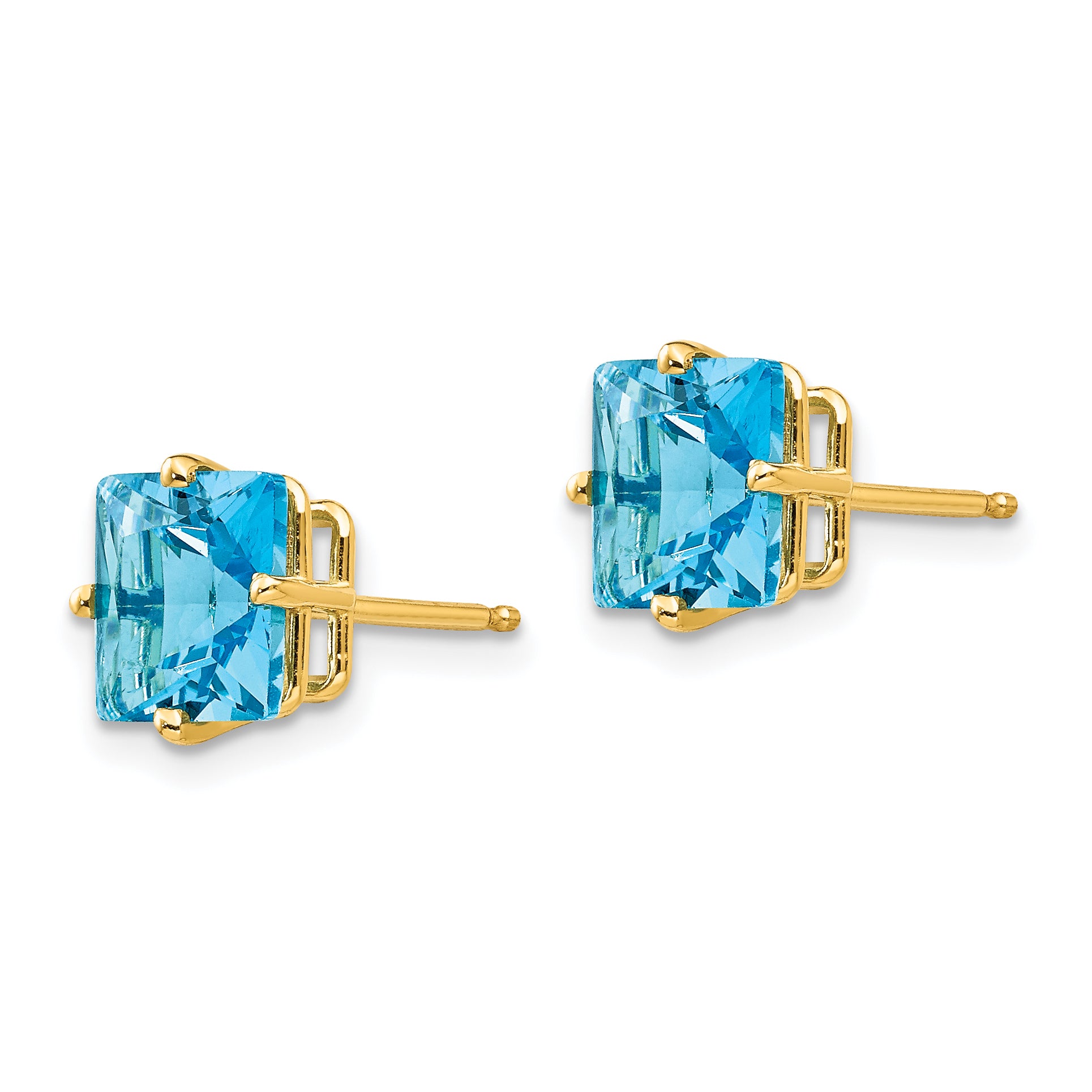 14k 7mm PrinceSterling Silver Cut Blue Topaz Earrings Secondary image