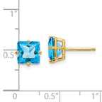 14k 7mm PrinceSterling Silver Cut Blue Topaz Earrings