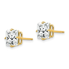 14k 7mm PrinceSterling Silver Cut Cubic Zirconia earring