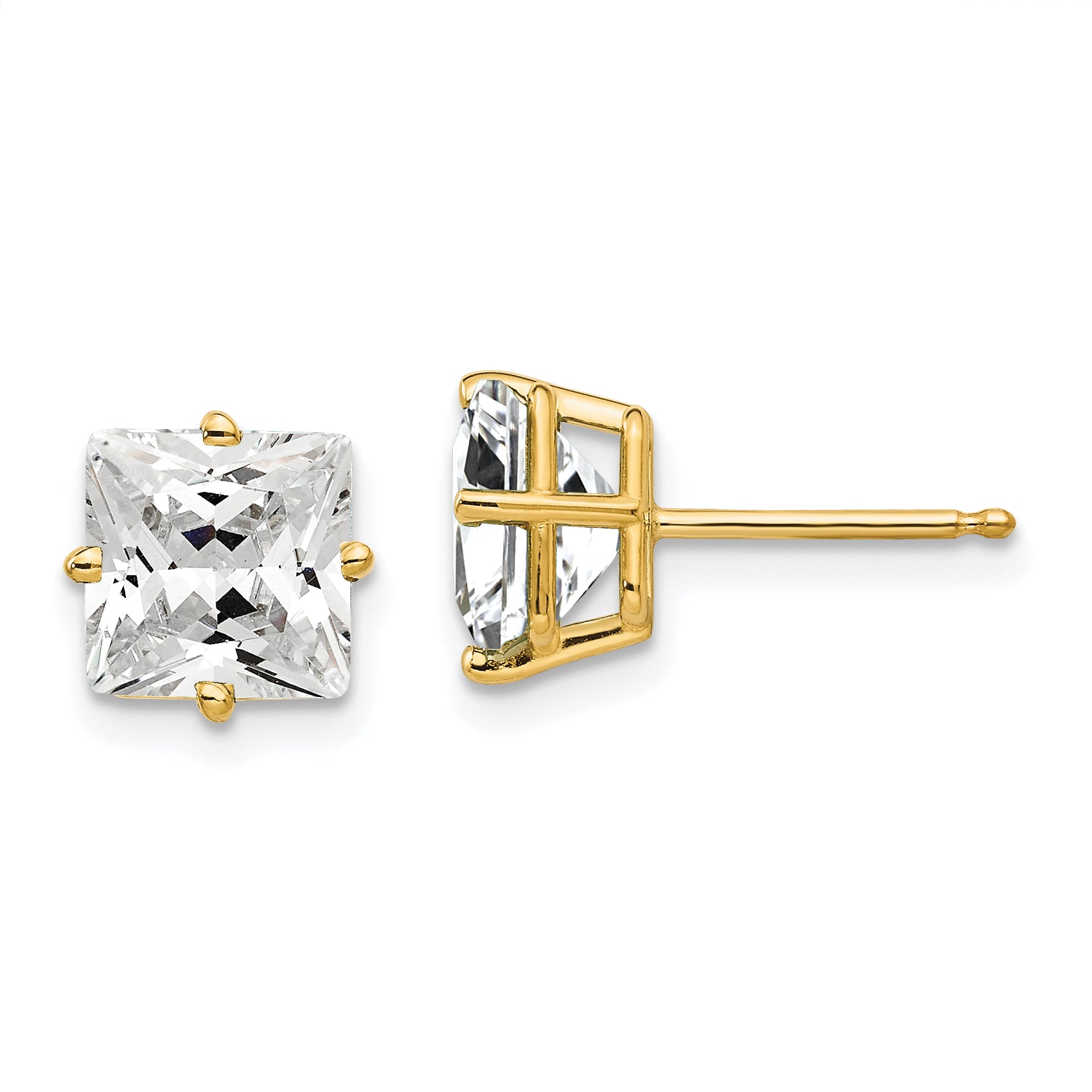 14k 7mm Princess Cut Cubic Zirconia earring Main image