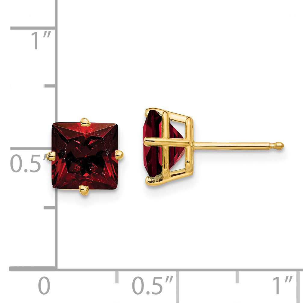 14k 7mm PrinceSterling Silver Cut Garnet Earrings
