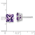 14k White Gold 7mm PrinceSterling Silver Cut Amethyst Earrings