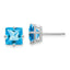 14k White Gold 7mm Princess Cut Blue Topaz Earrings
