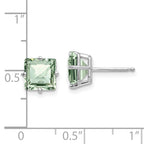 14kw 7mm Square Checker-Cut Green Quartz Earrings