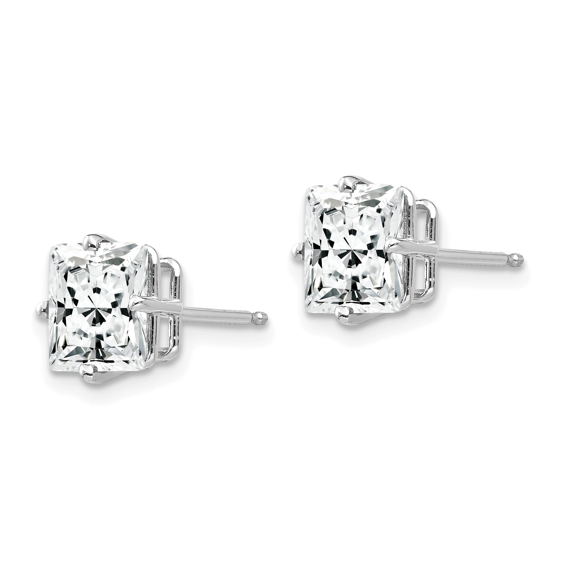 14k White Gold 7mm Cubic Zirconia Earrings Secondary image