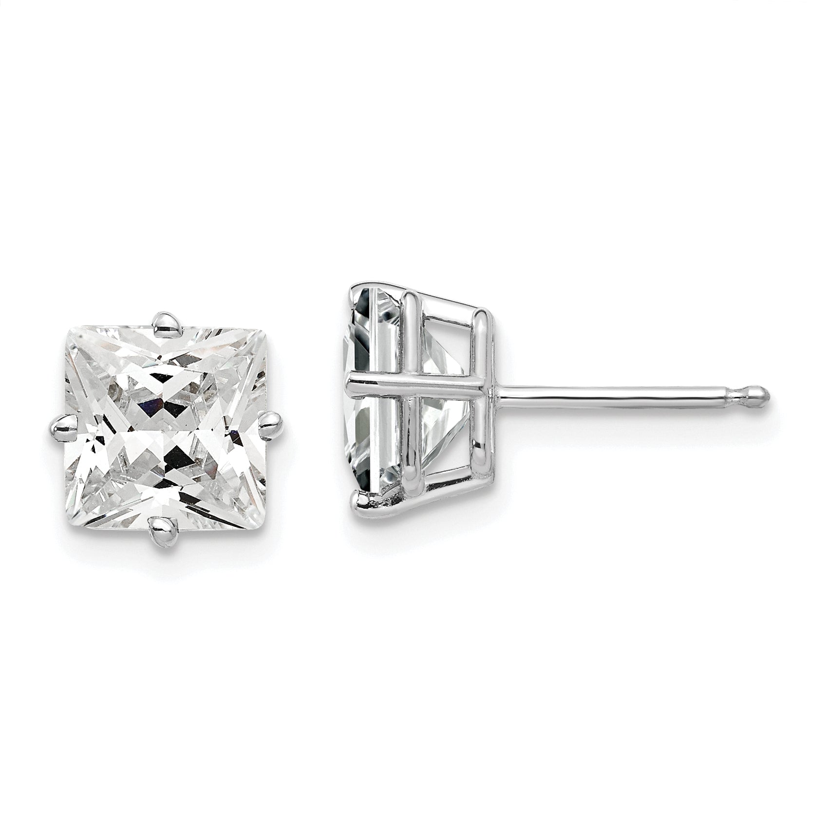 14k White Gold 7mm Cubic Zirconia Earrings Main image