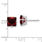 14k White Gold 7mm PrinceSterling Silver Cut Garnet Earrings