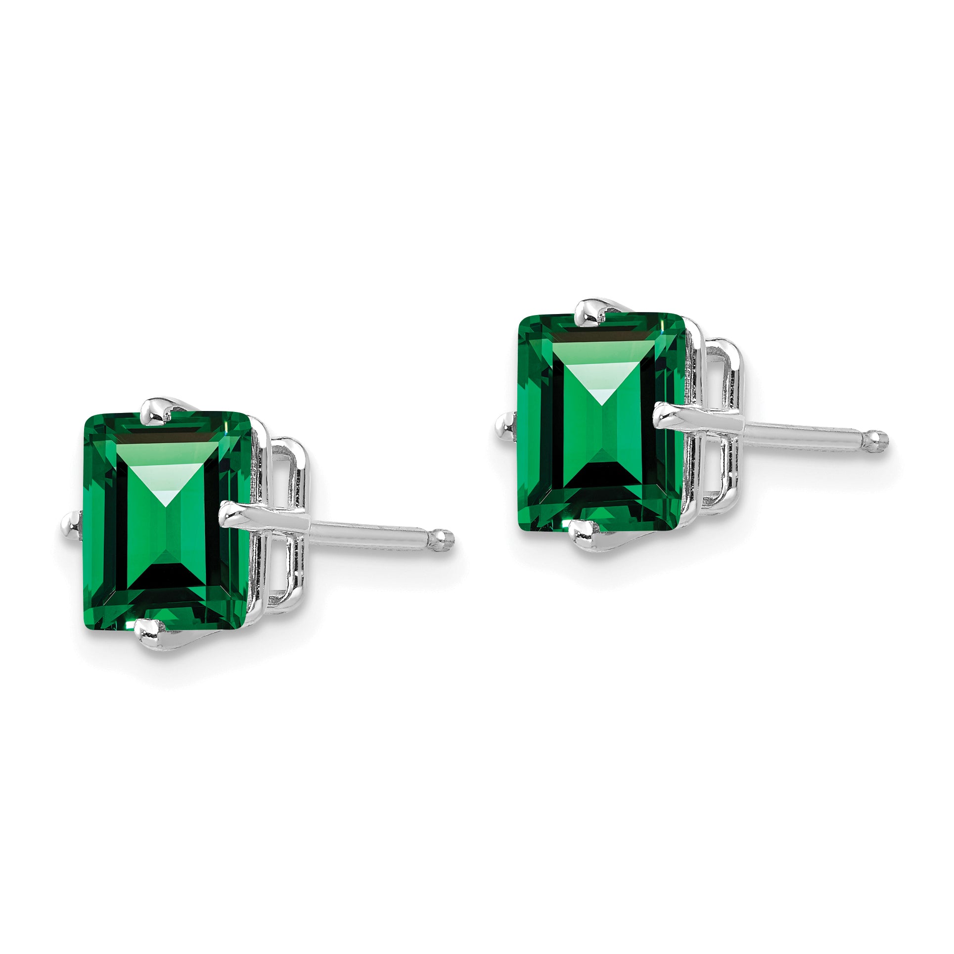 14k White Gold 7mm PrinceSterling Silver Cut Mount St. Helens Earrings Secondary image
