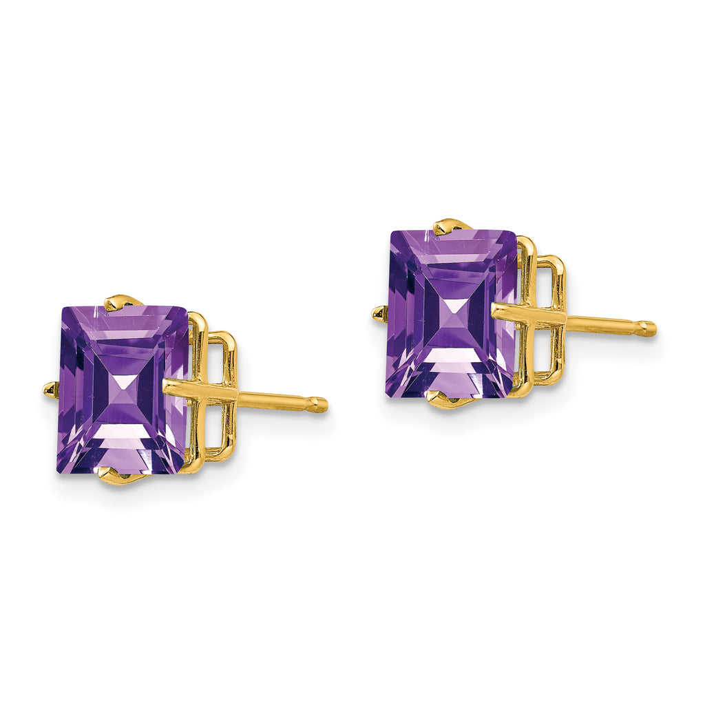 14k 8mm PrinceSterling Silver Cut Amethyst Earrings