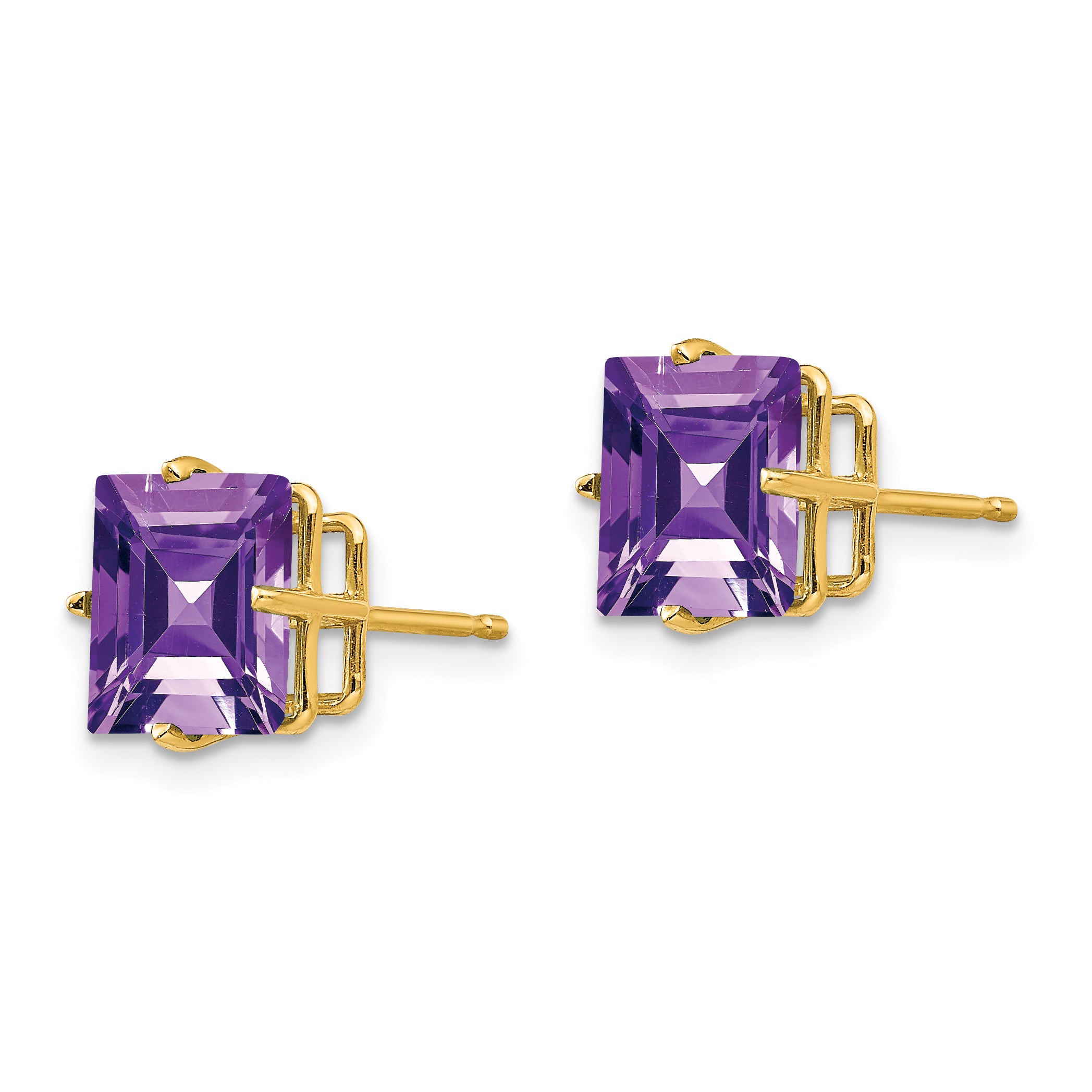 14k 8mm PrinceSterling Silver Cut Amethyst Earrings