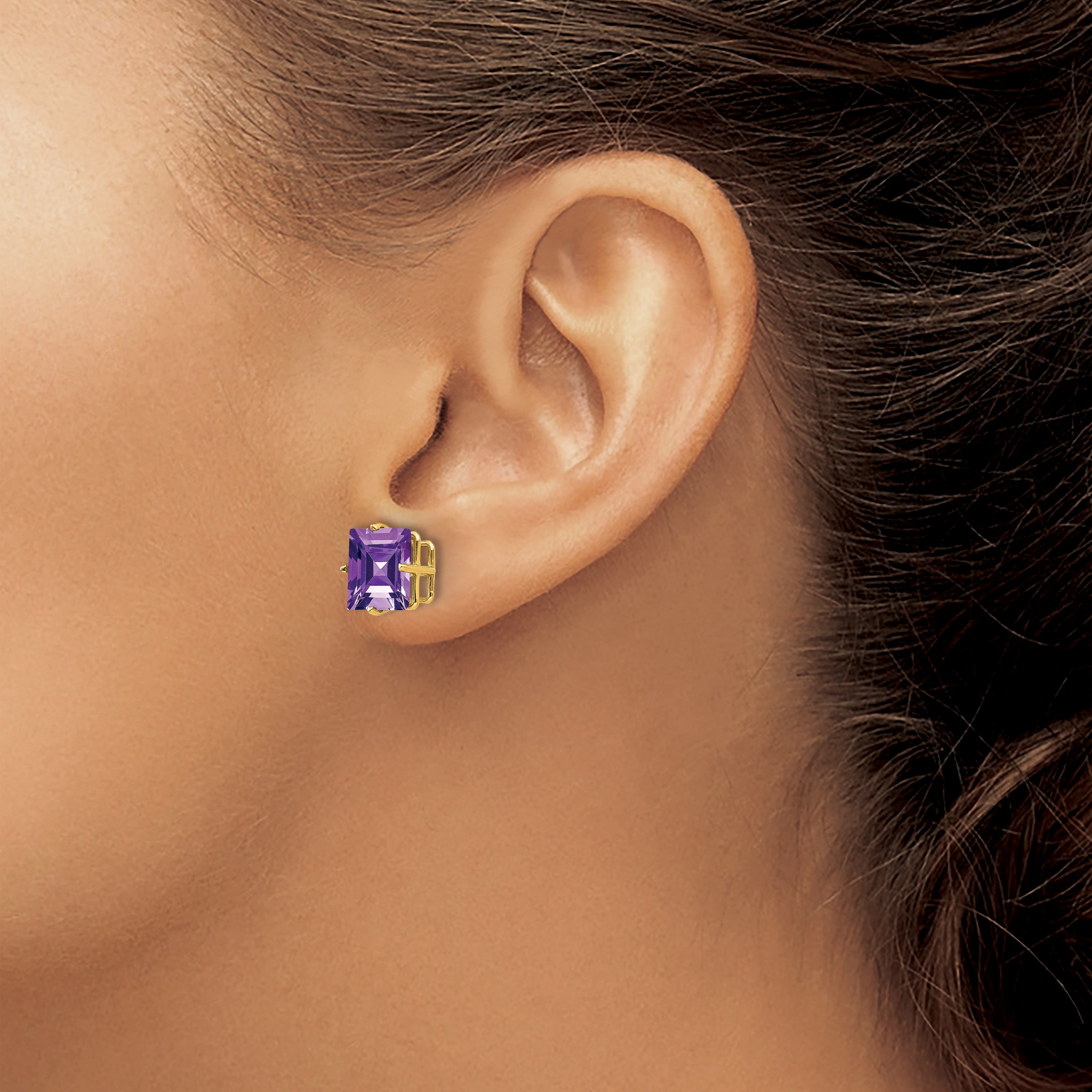 14k 8mm PrinceSterling Silver Cut Amethyst Earrings
