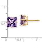 14k 8mm PrinceSterling Silver Cut Amethyst Earrings
