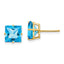 14k 8mm Square Step Cut Blue Topaz Earrings
