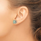 14kw PrinceSterling Silver 4-Prong 8.0mm Green Quartz Earrings