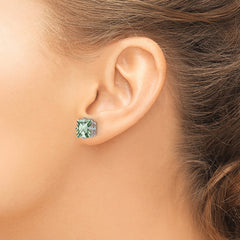 14kw PrinceSterling Silver 4-Prong 8.0mm Green Quartz Earrings