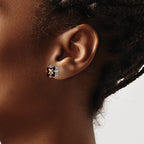 14kw PrinceSterling Silver 4-Prong 8.0mm Checker-Cut Smoky Quartz Earrings