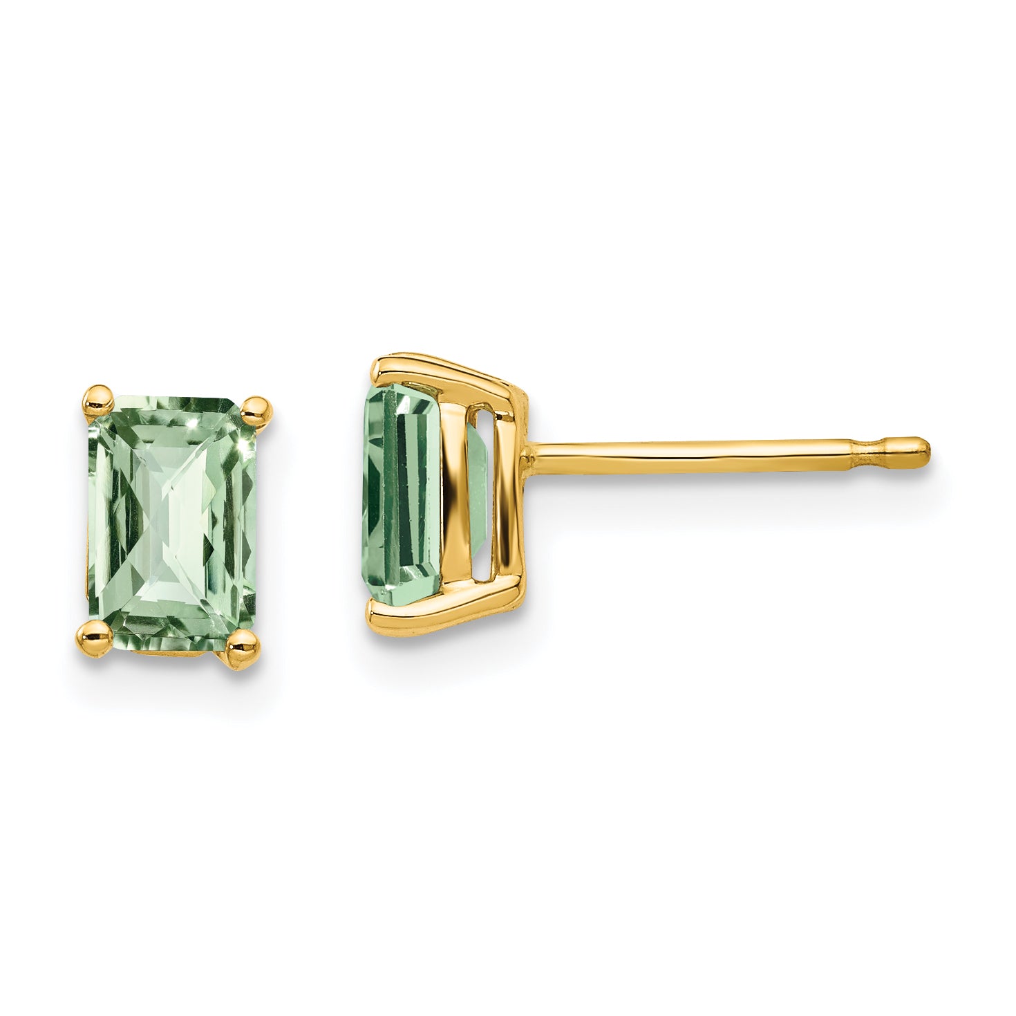 14k 6x4 Octagon Checker-Cut Green Quartz Earrings Main image