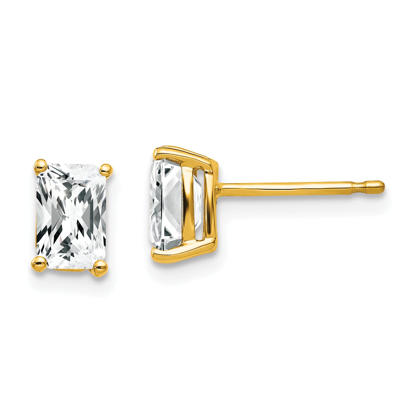 14k 6x4mm Radiant Cut Cubic Zirconia Earrings Main image