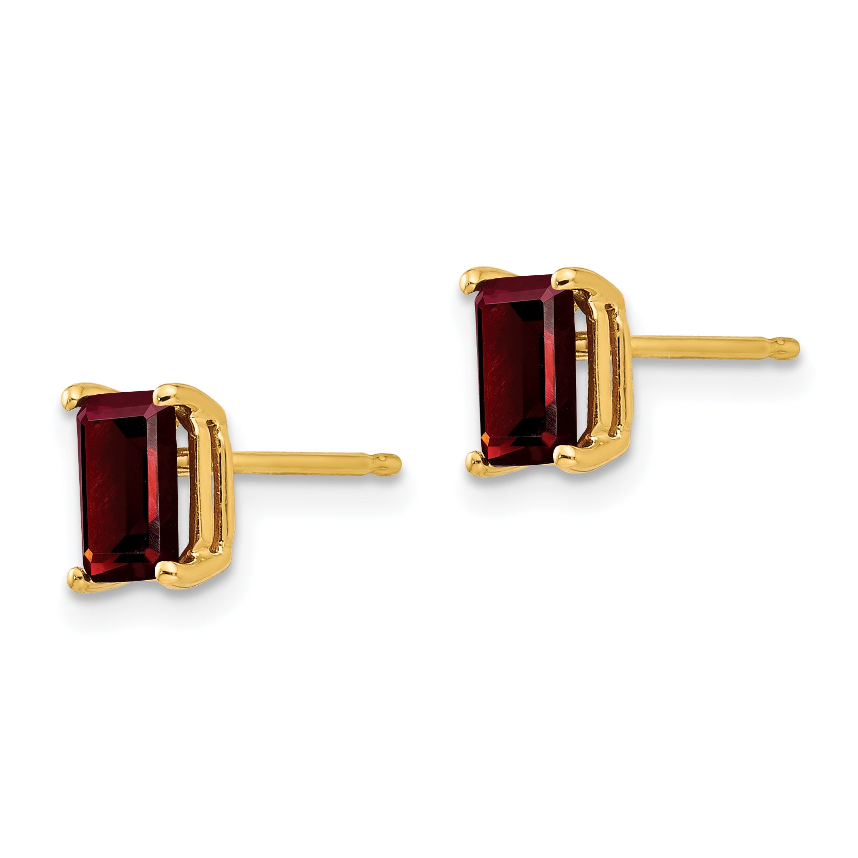 14k 6x4mm Emerald Cut Garnet Earrings Secondary image