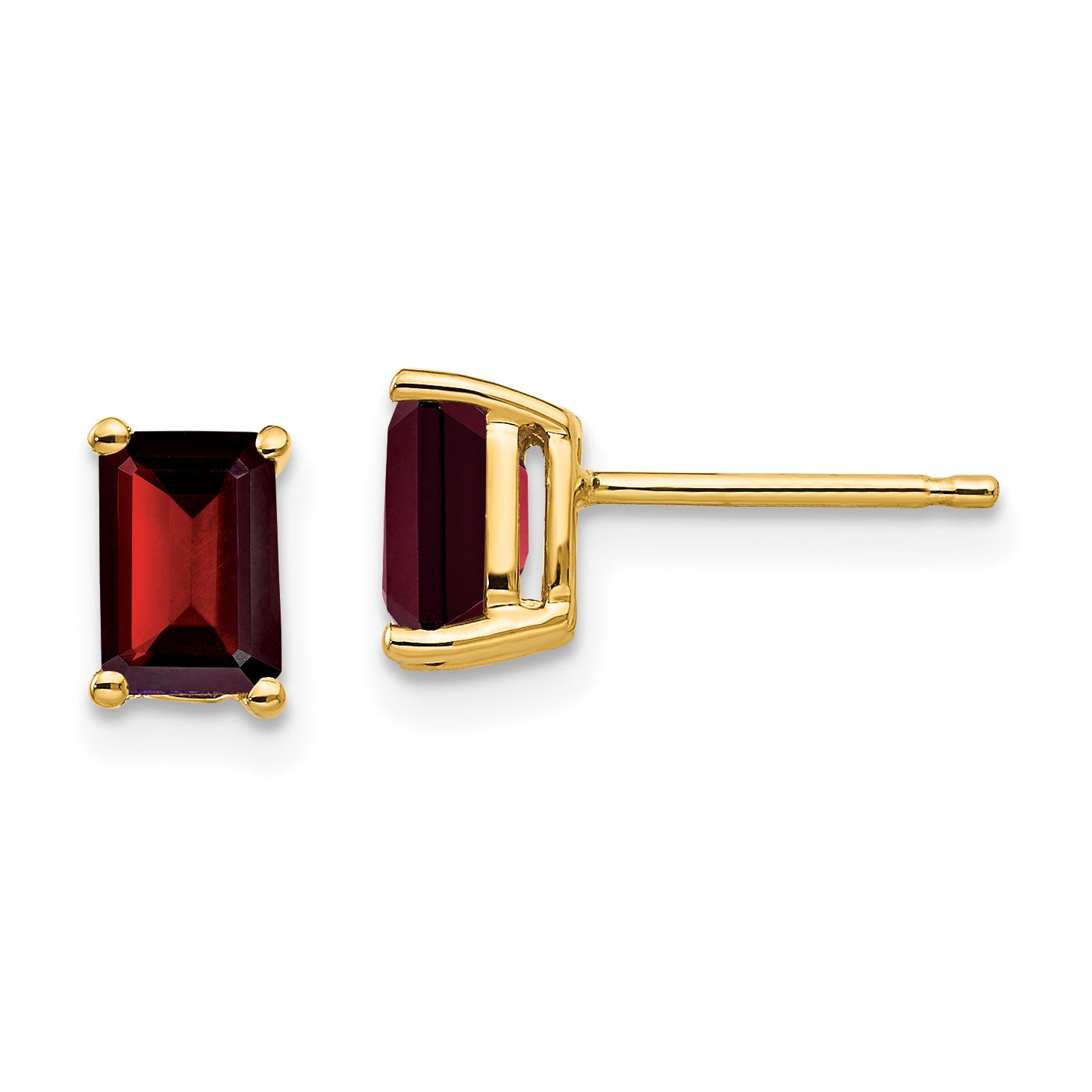 14k 6x4mm Emerald Cut Garnet Earrings Main image