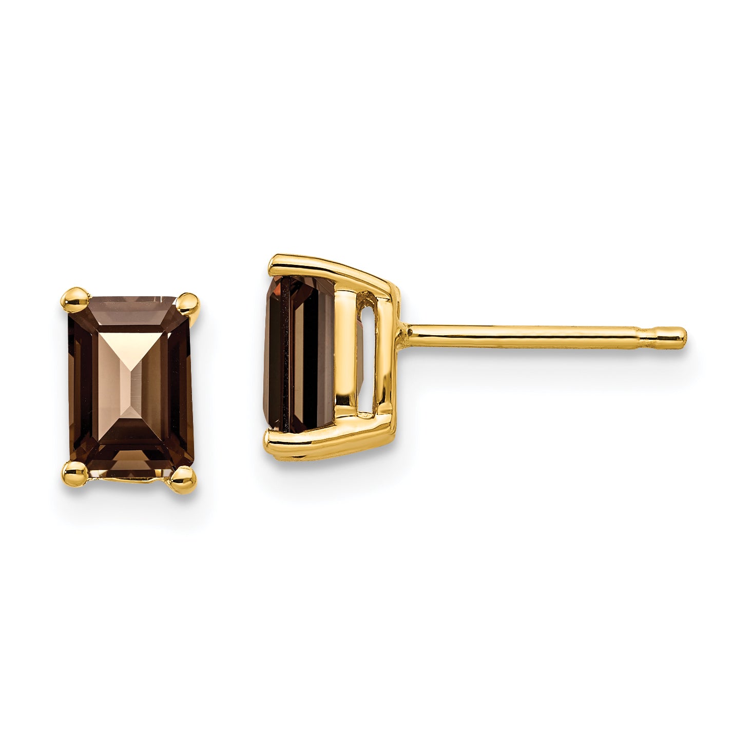 14k 6x4 Emerald Smoky Quartz Earrings Main image