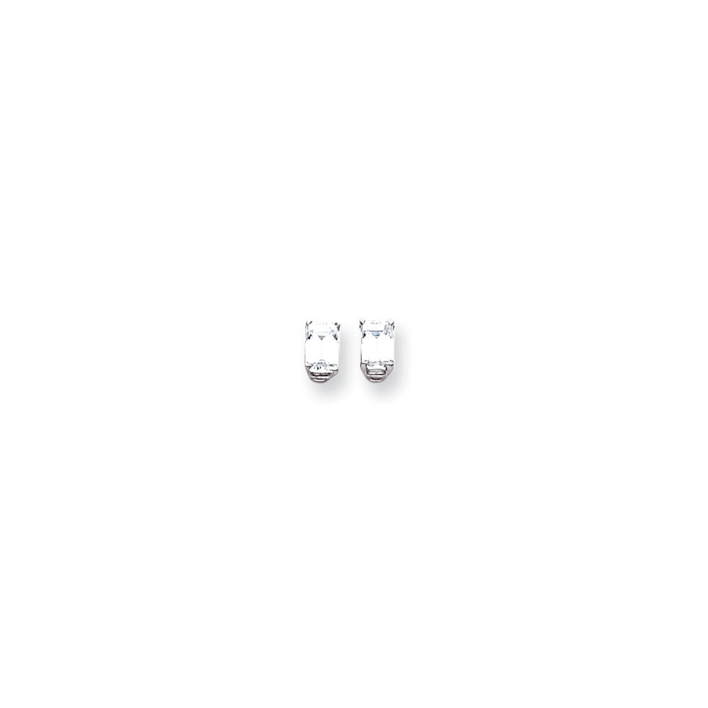 14k White Gold 6x4mm Emerald Earring Mountings Main image