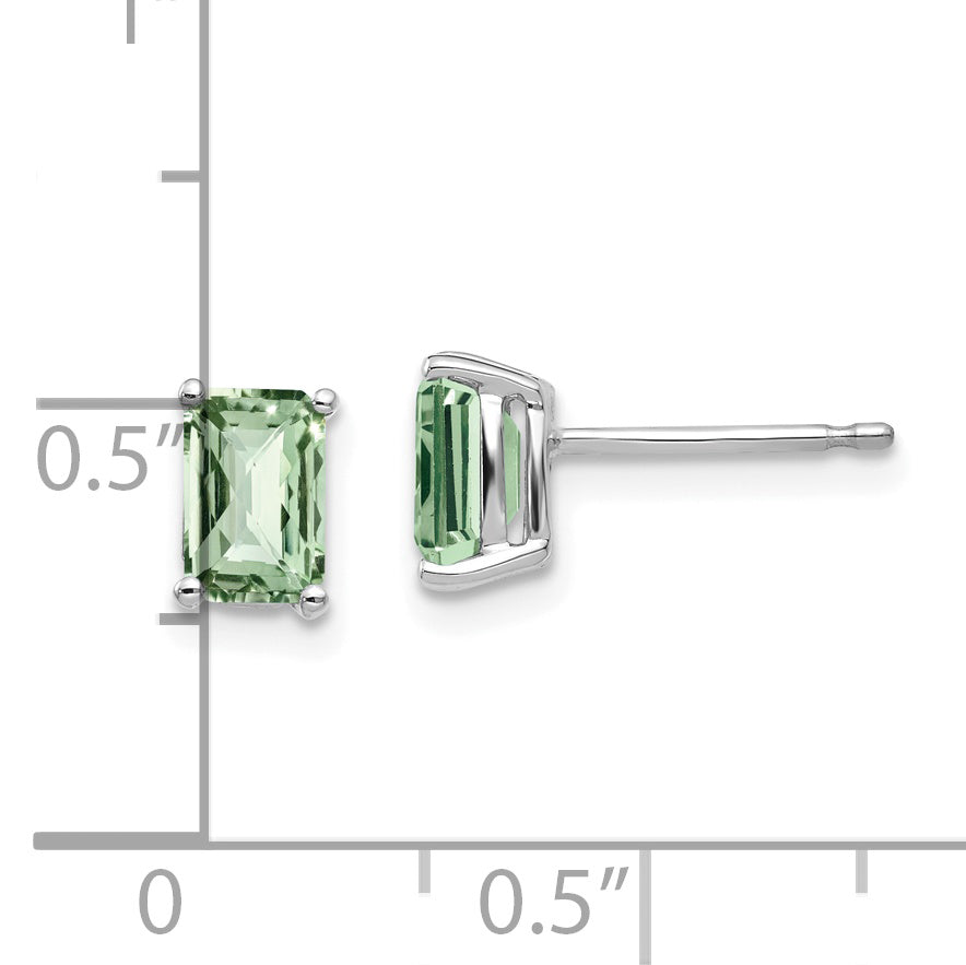 14kw 6x4mm Octagon Checker-Cut Green Quartz Earrings