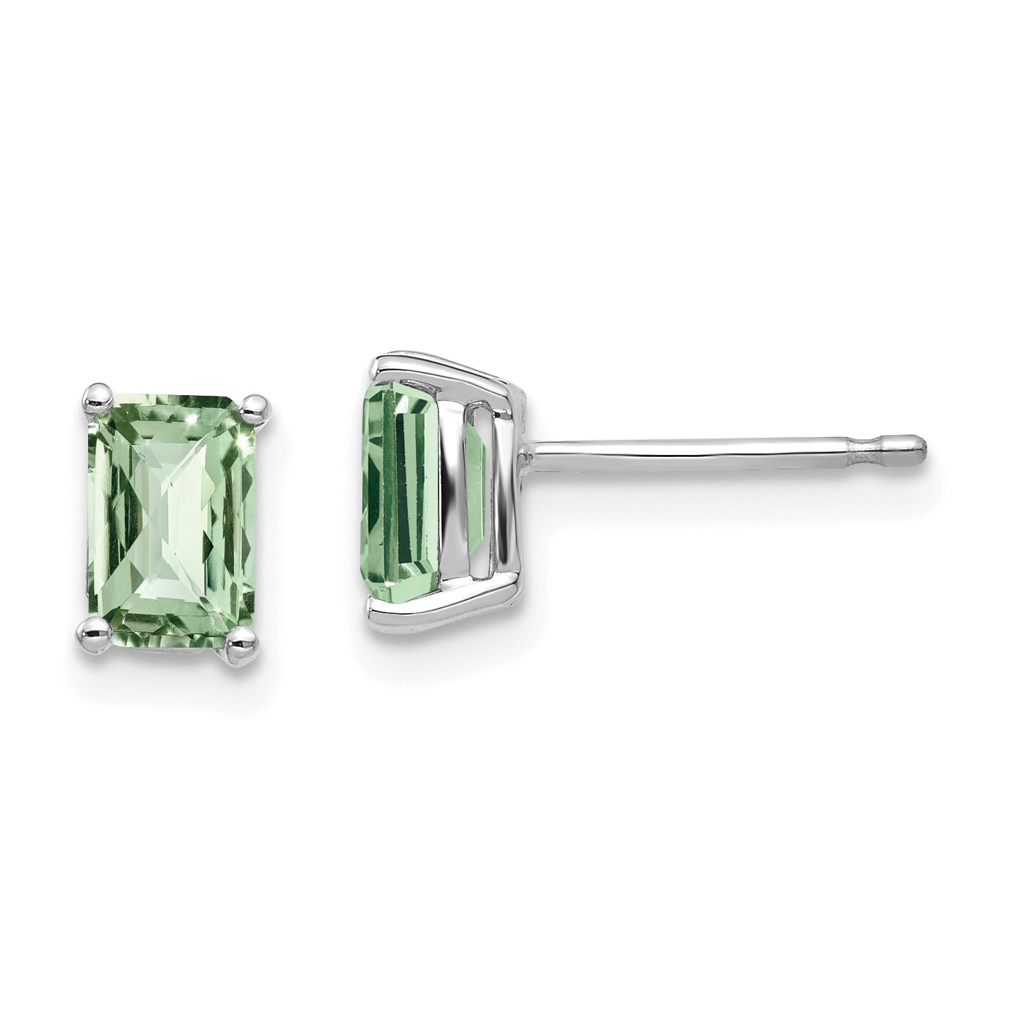 14kw 6x4mm Octagon Checker-Cut Green Quartz Earrings