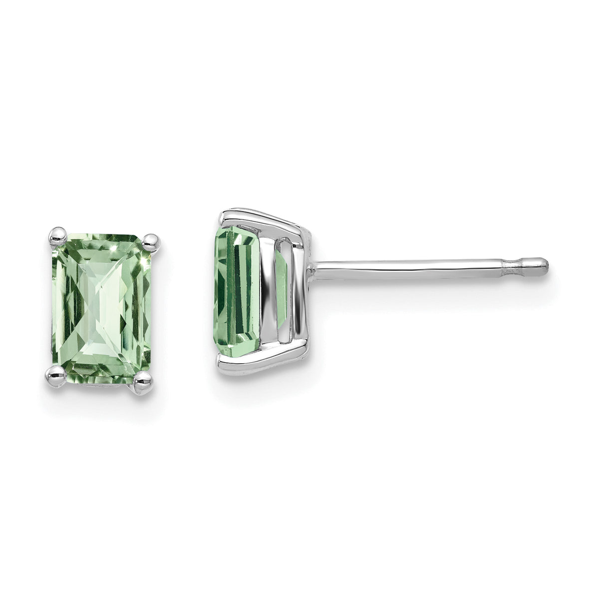 14kw 6x4mm Octagon Checker-Cut Green Quartz Earrings