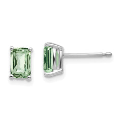 14kw 6x4mm Octagon Checker-Cut Green Quartz Earrings