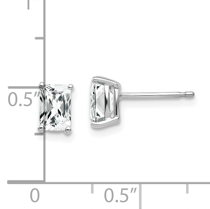 14k White Gold 6x4mm Radiant Cut Cubic Zirconia Earrings