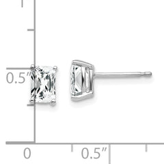14k White Gold 6x4mm Radiant Cut Cubic Zirconia Earrings