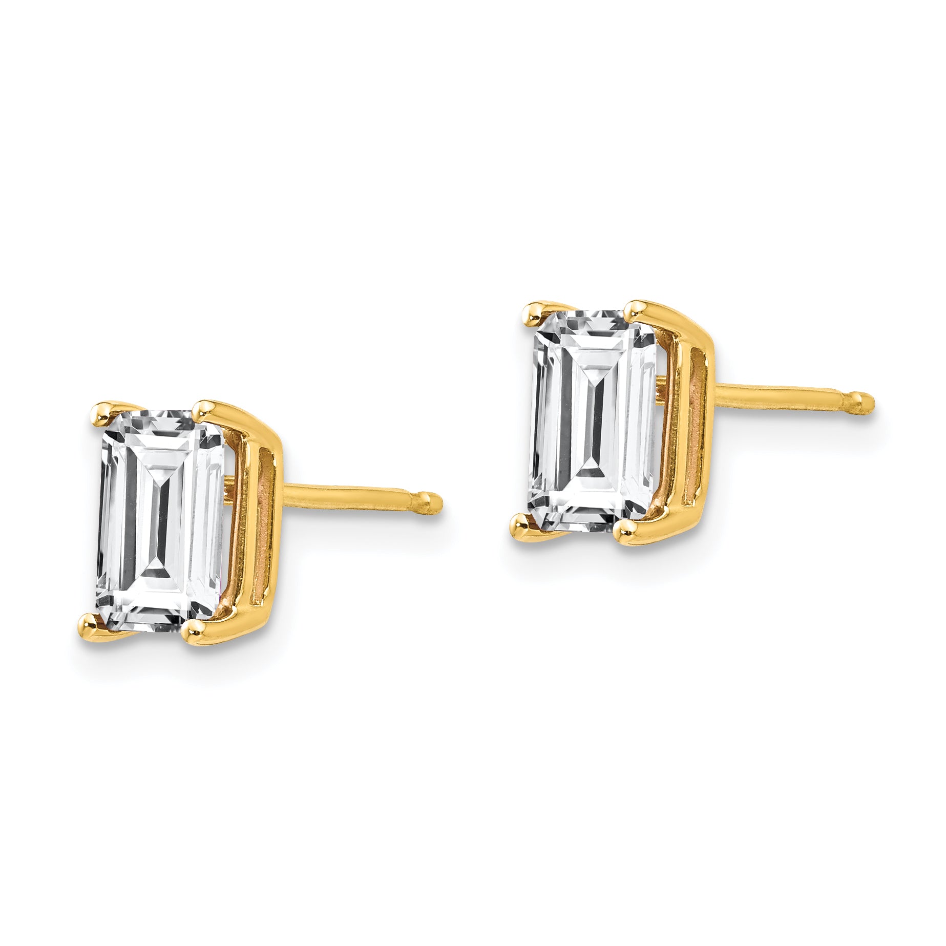14k 7x5mm Radiant Cut Cubic Zirconia earring Secondary image