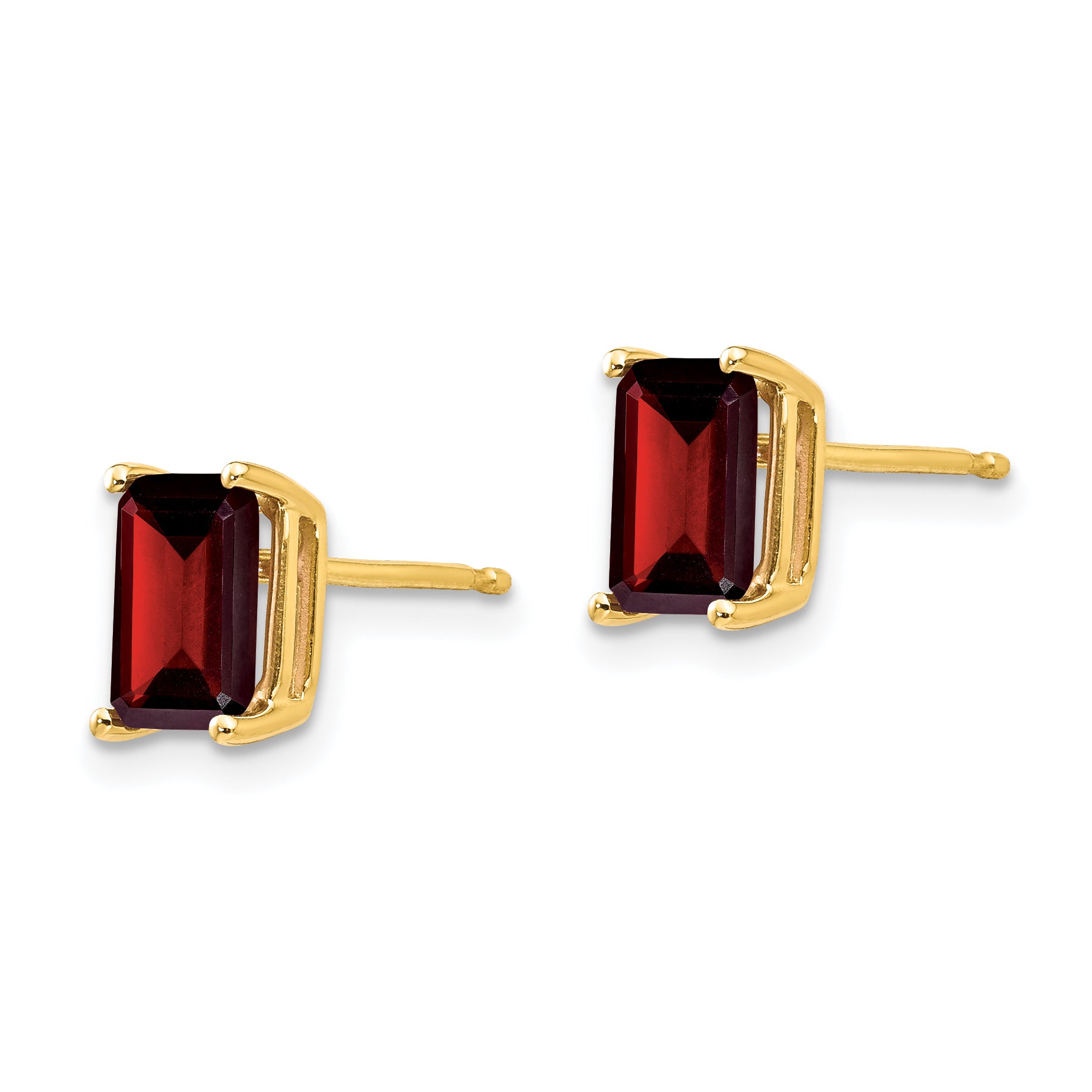 14k 7x5mm Emerald Cut Garnet Earrings Secondary image