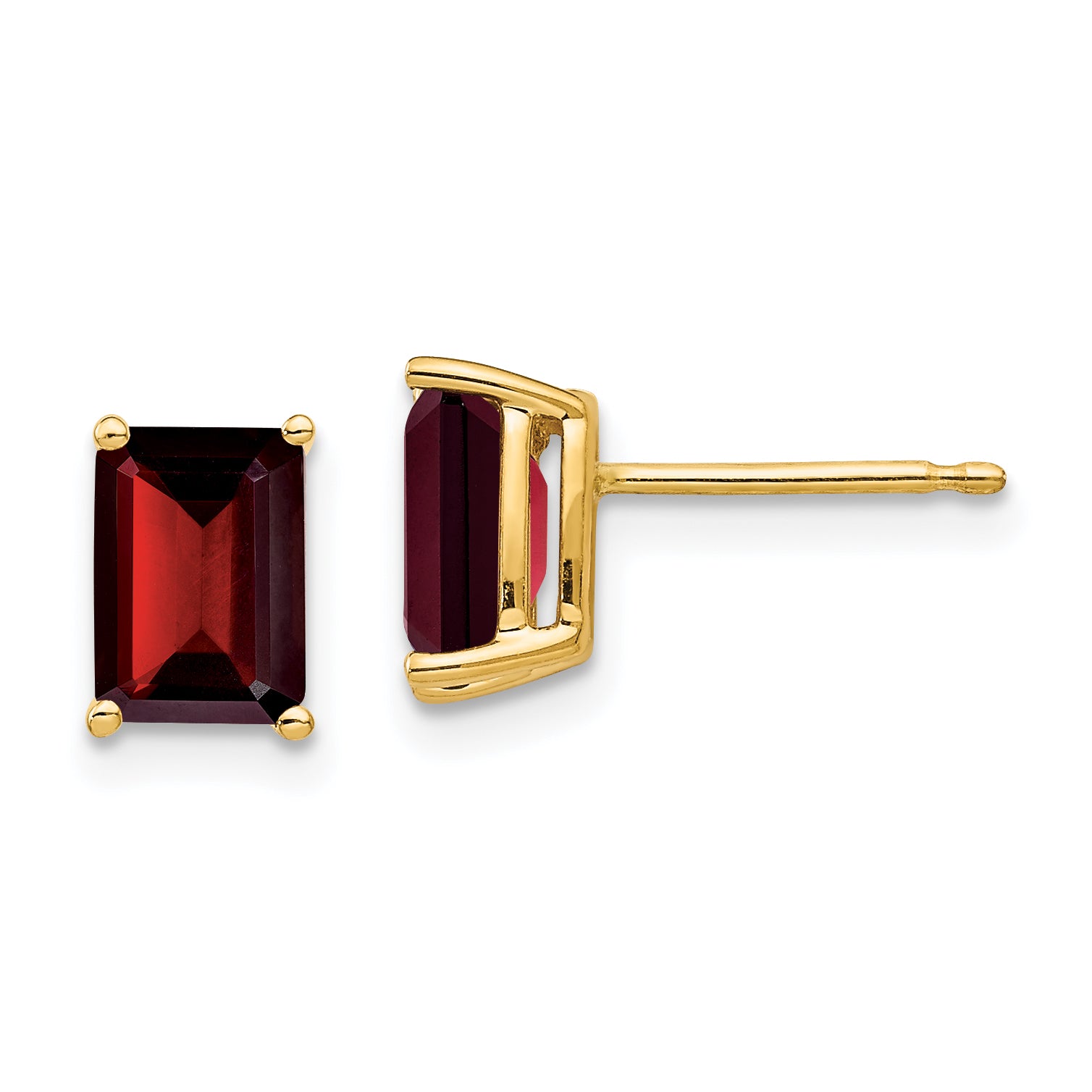 14k 7x5mm Emerald Cut Garnet Earrings Main image