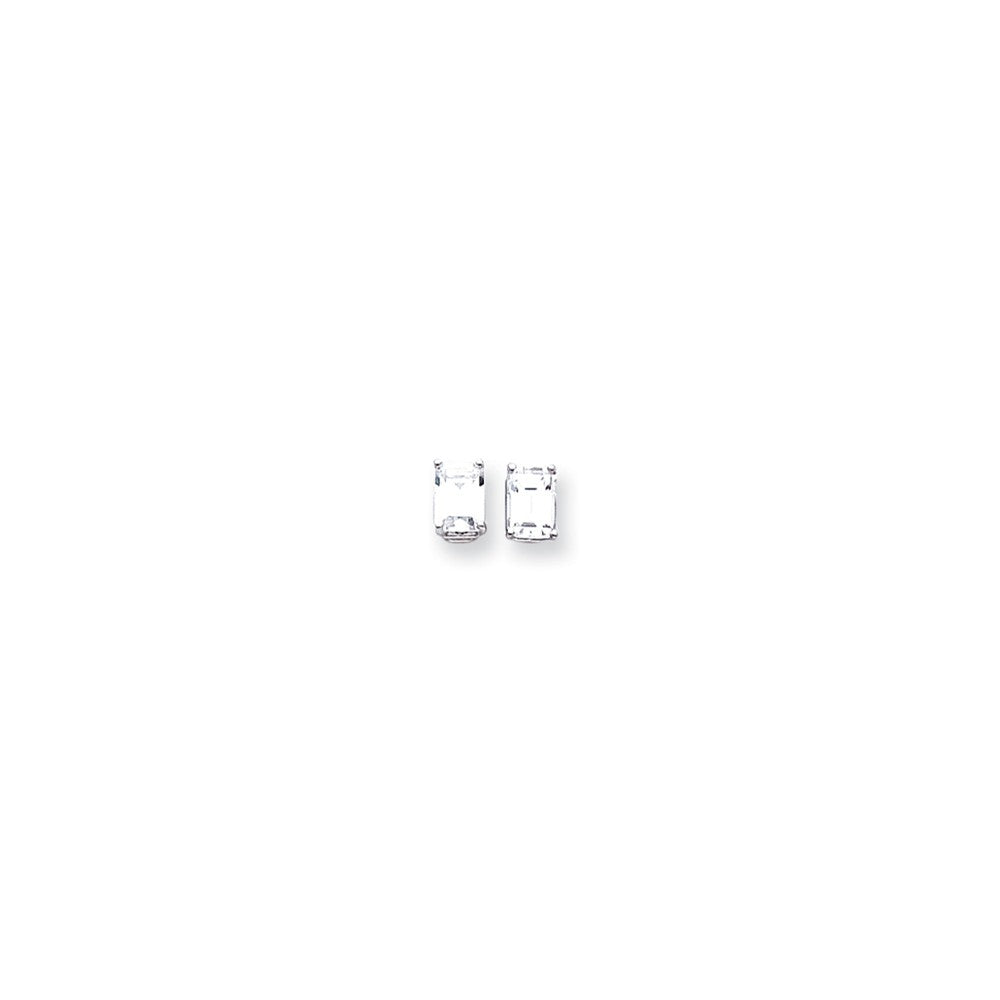 14k White Gold 7x5mm Emerald Earring Mounting Main image
